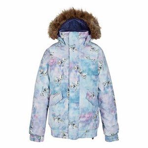 NEW $140 Burton x Disney Frozen Girls Twist Jacket White & Blue With Olaf Print